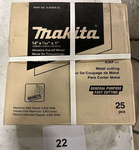 (25) MAKITA 14" ABRASIVE CUT OFF WHEELS IN BOX