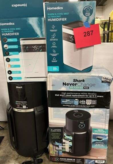 Target Shark Humidifier AS IS - (2) SHARK AIR PURIFIERS & (2) HOMEDICS HUMIDIFIERS IN BOXES ...