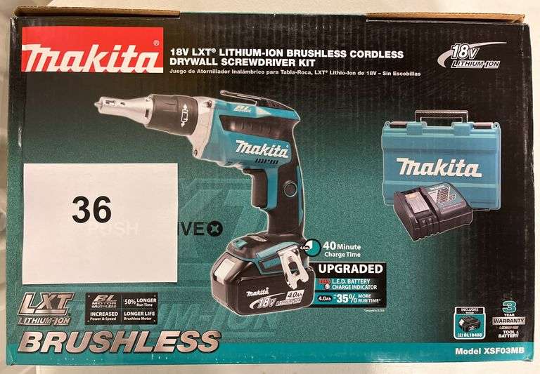 MAKITA 18V LXT BRUSHLESS CORDLESS DRYWALL SCREWDRIVER KIT IN BOX