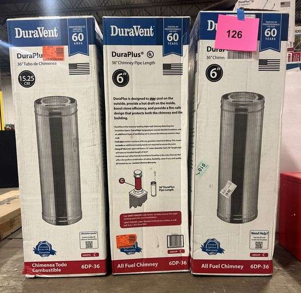 Conduit De Poêle Triple Paroi DuraVent 6DP-36CF - 6x36 Pouces - Acier Inox/Galva - USA