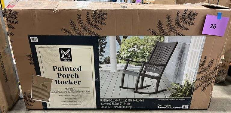 PAINTED PORCH ROCKER IN BOX - BLACK - Earl's Auction Company