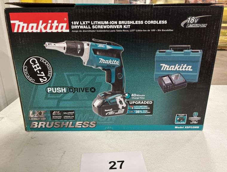 MAKITA 18V LXT BRUSHLESS CORDLESS DRYWALL SCREWDRIVER KIT IN BOX