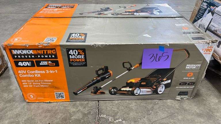 WORX NITRO 40V CORDLESS LAWN COMBO KIT IN BOX - Earl's Auction Company