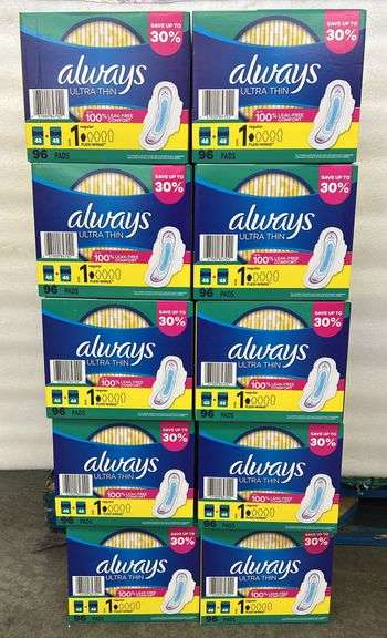 (10) BOXES OF ALWAYS ULTRA THIN PADS - Earl's Auction Company