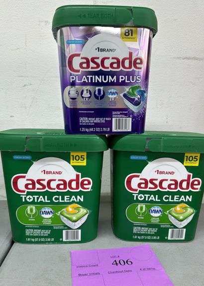 (3) CONTAINERS OF CASCADE DISHWASHER PODS
