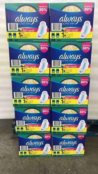 (10) BOXES OF ALWAYS ULTRA THIN PADS