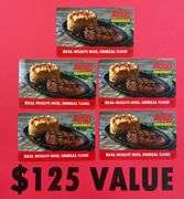 (5) LOGANS ROADHOUSE $25 GIFT CARDS ($125 TOTAL VALUE)