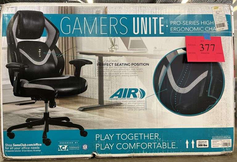 Gamers unite pro series high back ergonomic chair in box earl s