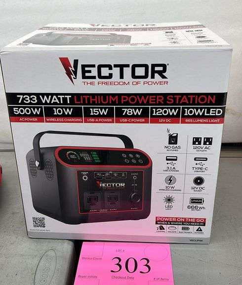 VECTOR 733 WATT LITHIUM POWER STATION IN BOX - Earl's Auction Company