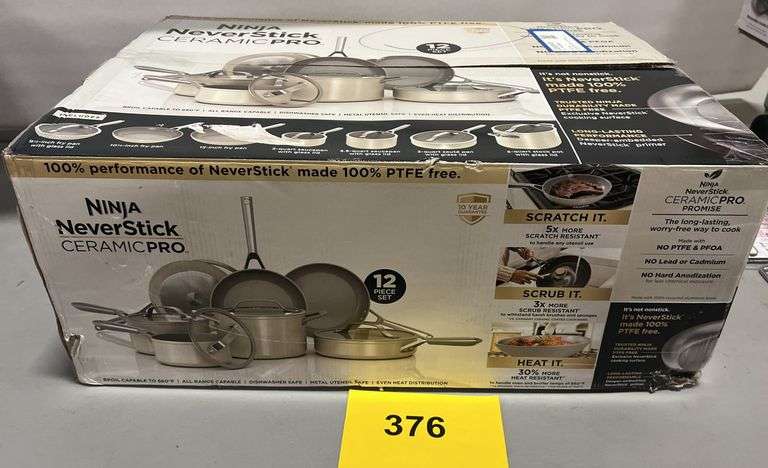 NINJA NEVERSTICK CERAMIC PRO 12PC COOKWARE SET IN BOX - Earl's Auction ...