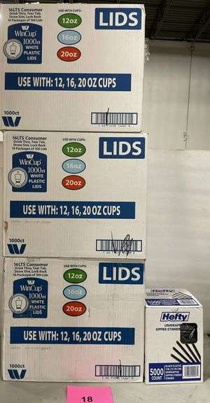 4PC DISPOSABLE SERVEWARE LOT - LIDS & STRAWS