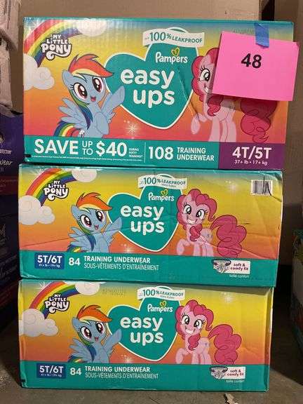 (3) BOXES OF PAMPERS EASY UPS DIAPERS - SIZES 4T/5T & 5T/6T