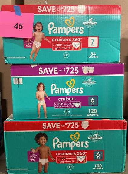 (3) BOXES OF PAMPERS DIAPERS - SIZES 6 & 7