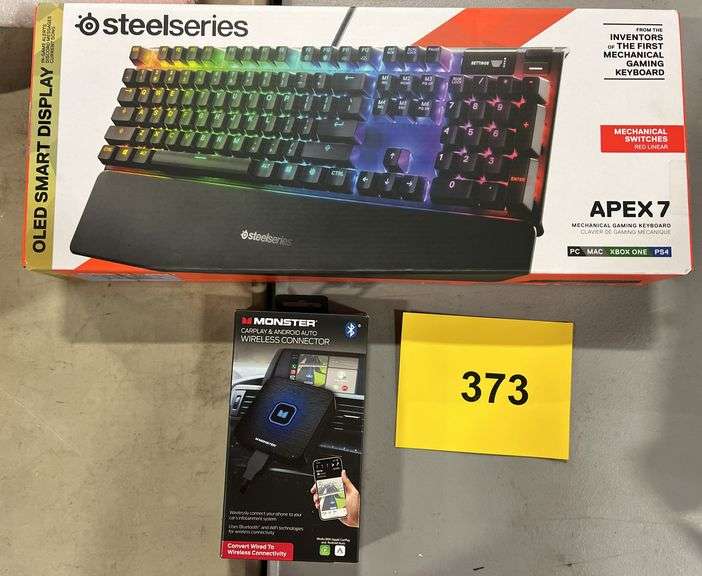 STEELSERIES APEX 7 KEYBOARD & MONSTER AUTO WIRELESS CONNECTOR IN BOXES ...