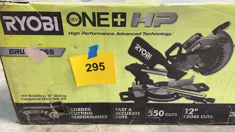 RYOBI 18V BRUSHLESS 10" SLIDING COMPOUND MITER SAW KIT IN BOX