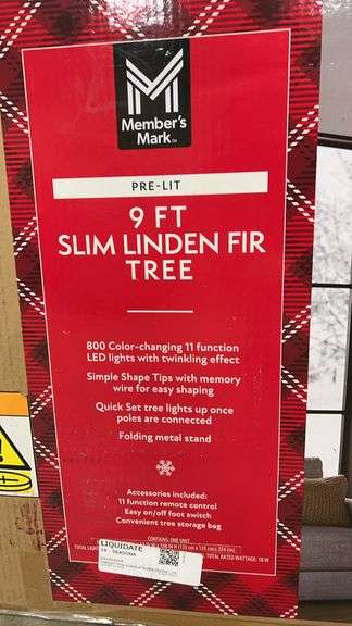 9FT PRE LIT SLIM LINDEN FIR TREE IN BOX