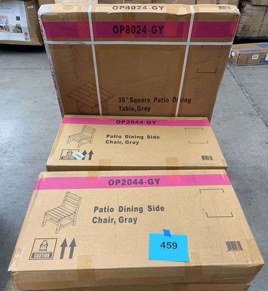 5PC SQUARE PATIO DINING SET IN BOXES - GREY