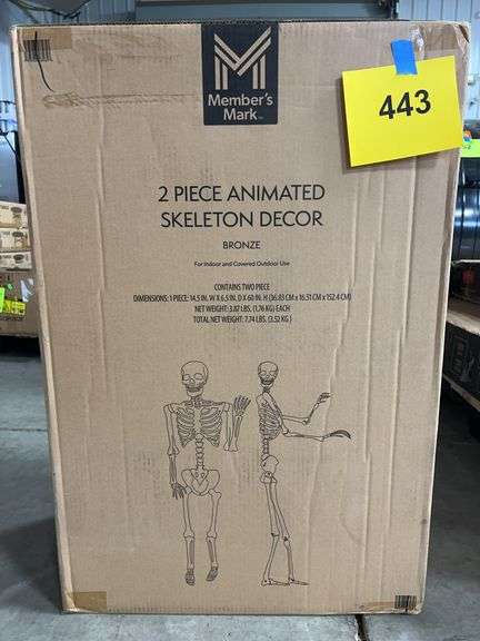2PC ANIMATED SKELETON DECOR IN BOX - BRONZE
