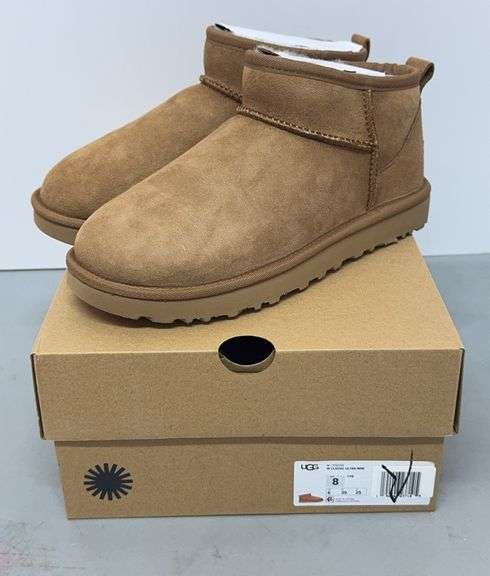 WOMENS UGG CLASSIC ULTRA MINI BOOTS SIZE 8 - CHESTNUT