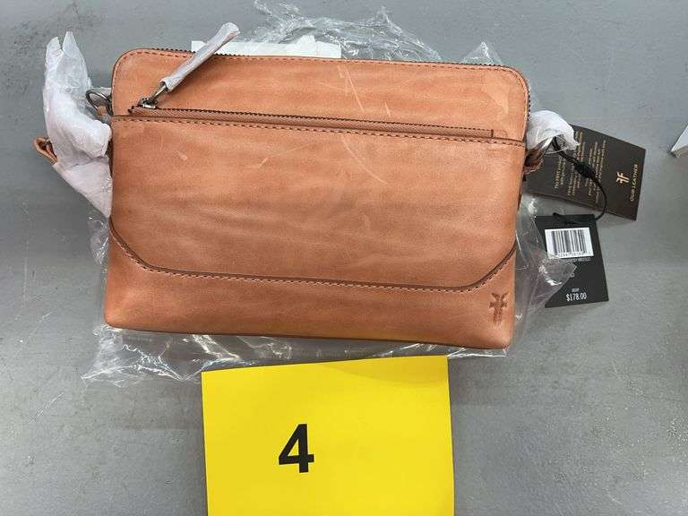 FRYE GENUINE LEATHER MELISSA CROSSBODY WRISLET BAG - APRICOT