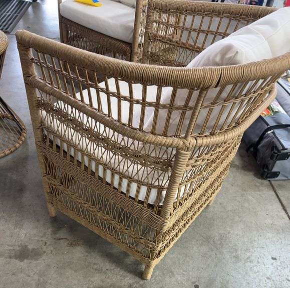 AS IS - 3PC ALL WEATHER PATIO SET - BROWN & WHITE