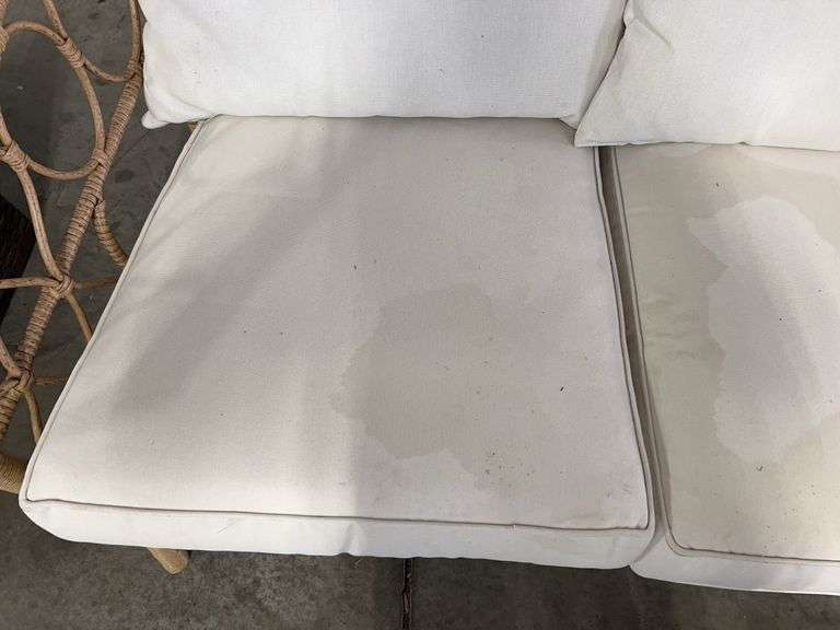 AS IS - ALL WEATHER PATIO LOVESEAT - BROWN & WHITE