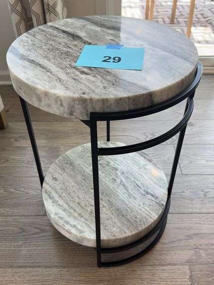 MARBLE TOP 2-TIER SIDE TABLE