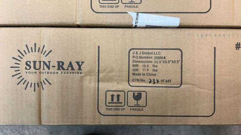 (2) SUN-RAY 9FT STEEL MARKET UMBRELLAS IN BOXES - CREAMY BEIGE