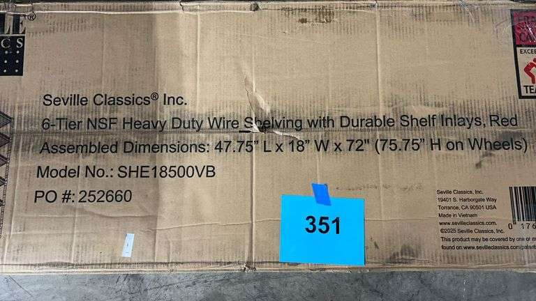 AS IS - SEVILLE CLASSICS 6 TIER SHELVING RACK IN BOX - RED