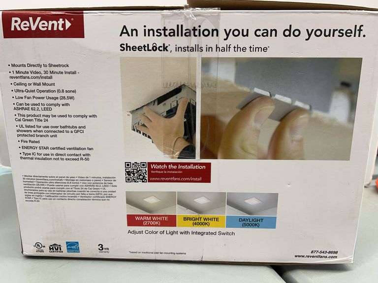 REVENT EASY INSTALL BATH FAN IN BOX