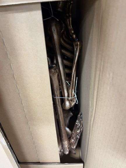 2PC ANIMATED SKELETON DECOR IN BOX - BRONZE