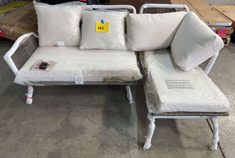 2PC PATIO LOVESEAT - GREY & WHITE