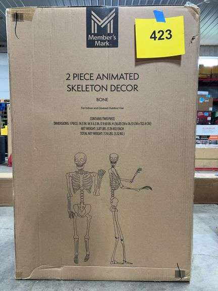 2PC ANIMATED SKELETON DECOR IN BOX - BONE