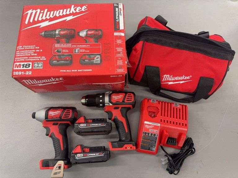 MILWAUKEE M18 COMPACT 2-TOOL COMBO KIT W/ BOX