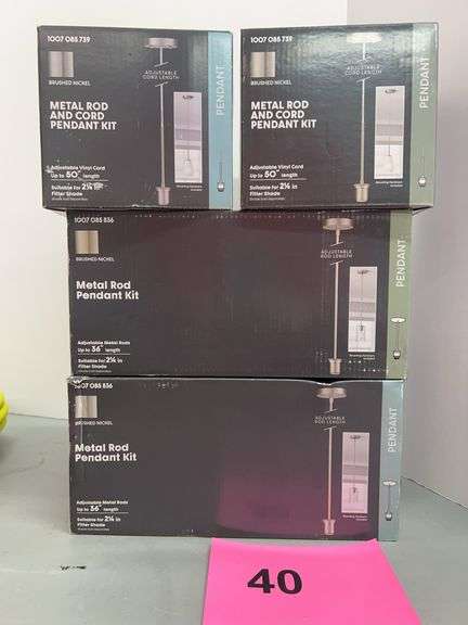 (4) METAL ROD PENDANT KITS IN BOXES