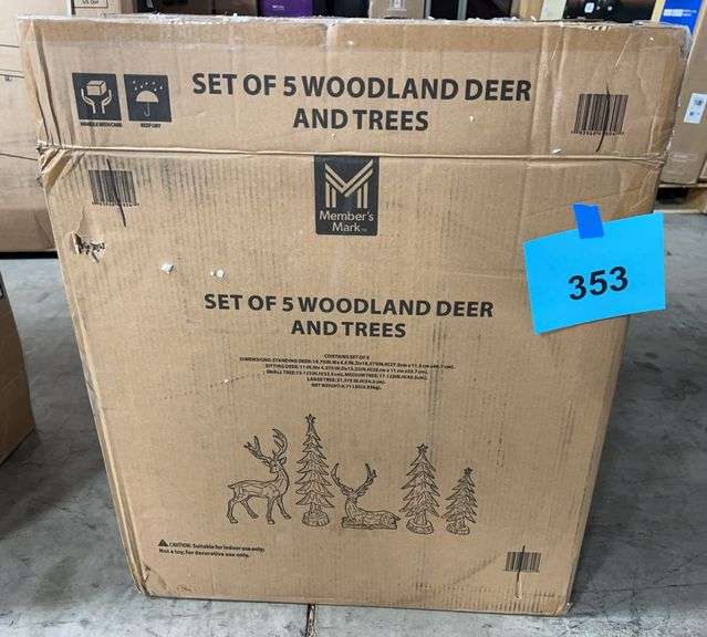 5PC WOODLAND DEER & TREES SET IN BOX