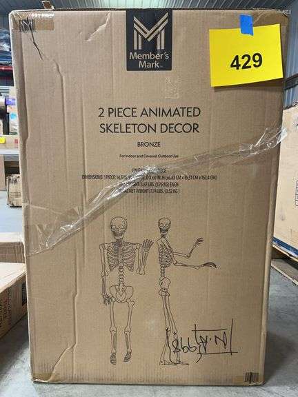 2PC ANIMATED SKELETON DECOR IN BOX - BRONZE