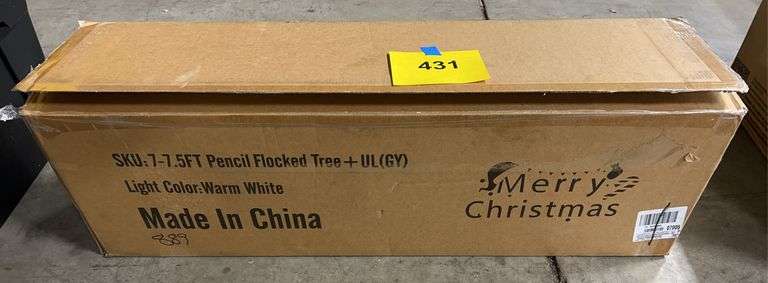 7-7.5FT PENCIL FLOCKED TREE IN BOX - WARM WHITE