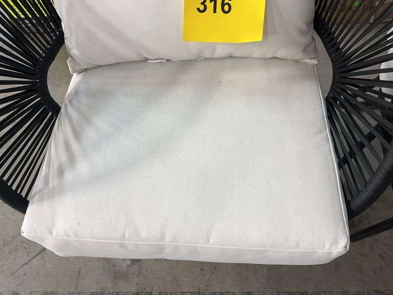 (2) ALL WEATHER PATIO CHAIRS - BLACK & WHITE