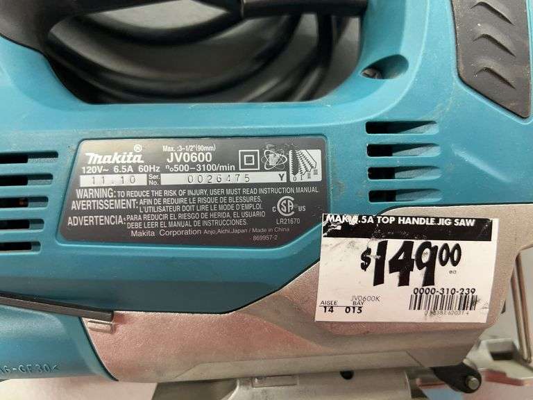 MAKITA 6.5A TOP HANDLE JIG SAW