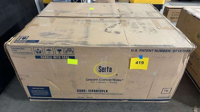 SERTA HADDINGTON CONVERTIBLE LOVESEAT IN BOX - FLAX