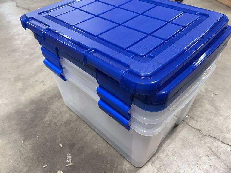 (3) CLEAR PLASTIC STORAGE TOTES W/ LIDS