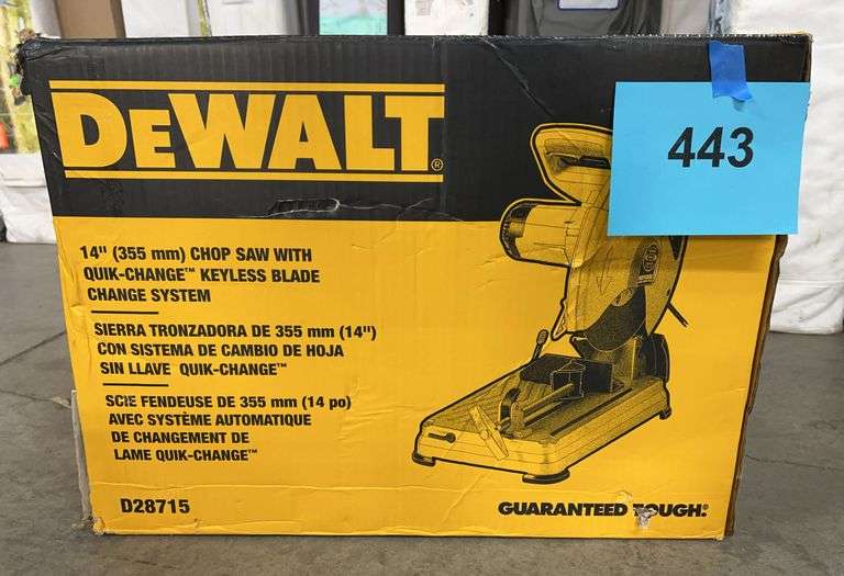 DEWALT 14" CHOP SAW W/ BLADE CHANGE SYSTEM IN BOX