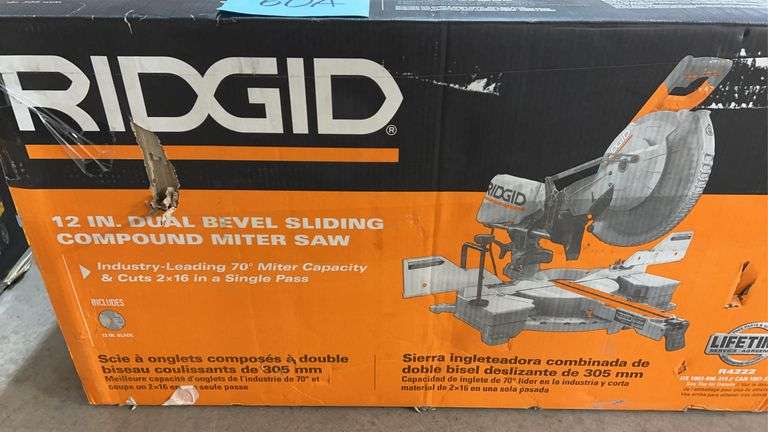 RIDGID 12" DUAL BEVEL SLIDING COMPOUD MITER SAW IN BOX