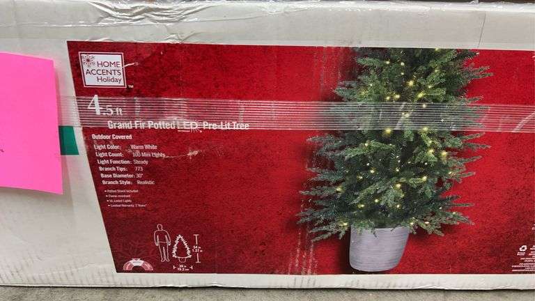 4.5FT PRE LIT GRAND FIR POTTED TREE IN BOX