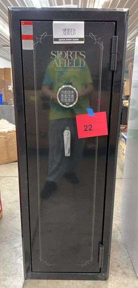SPORTS AFIELD 18 GUN FIRE & SECURITY SAFE W/ KEYS - BLACK