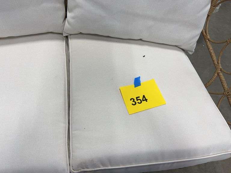 AS IS - ALL WEATHER PATIO LOVESEAT - BROWN & WHITE