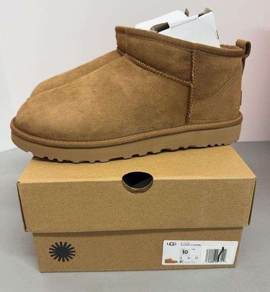 WOMENS UGG CLASSIC ULTRA MINI BOOTS SIZE 10 - CHESTNUT