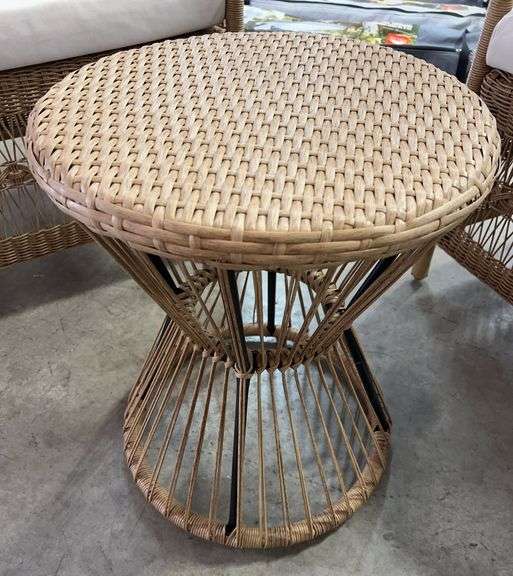 AS IS - 3PC ALL WEATHER PATIO SET - BROWN & WHITE