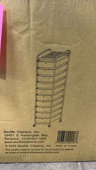 SEVILLE CLASSICS 10 DRAWER CART IN BOX - WHITE